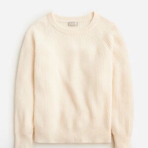 NWT J.Crew Size XL Ribbed 100% cashmere oversized crewneck sweater Cream
